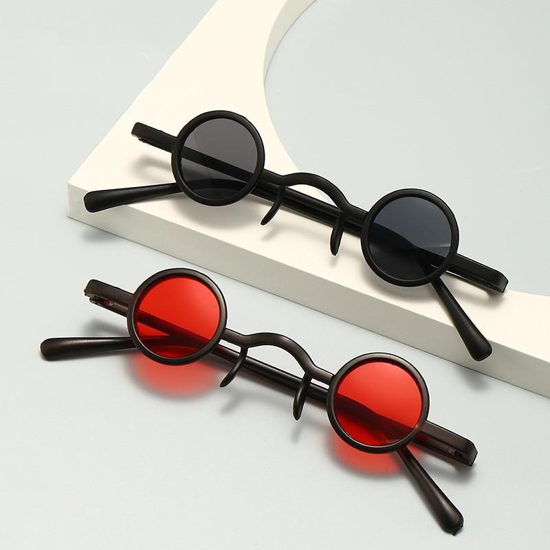 Vintage Rock Punk Man Sunglasses Classic Small Round Sunglasses Women Wide Bridge Metal Frame Black Lens Eyewear Driving 2023