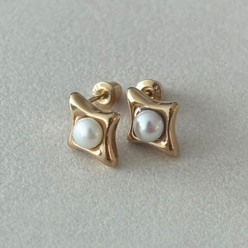 

eveningbell [silver925] Pearl tinsel earrings (2color) Silver