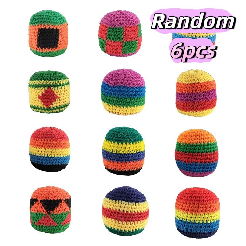 3/6/12Pcs Hand-Made Knitted Footbag Funny Crochet Colorful Small Kick Sack Juggling Balls Indoor Outdoor Games