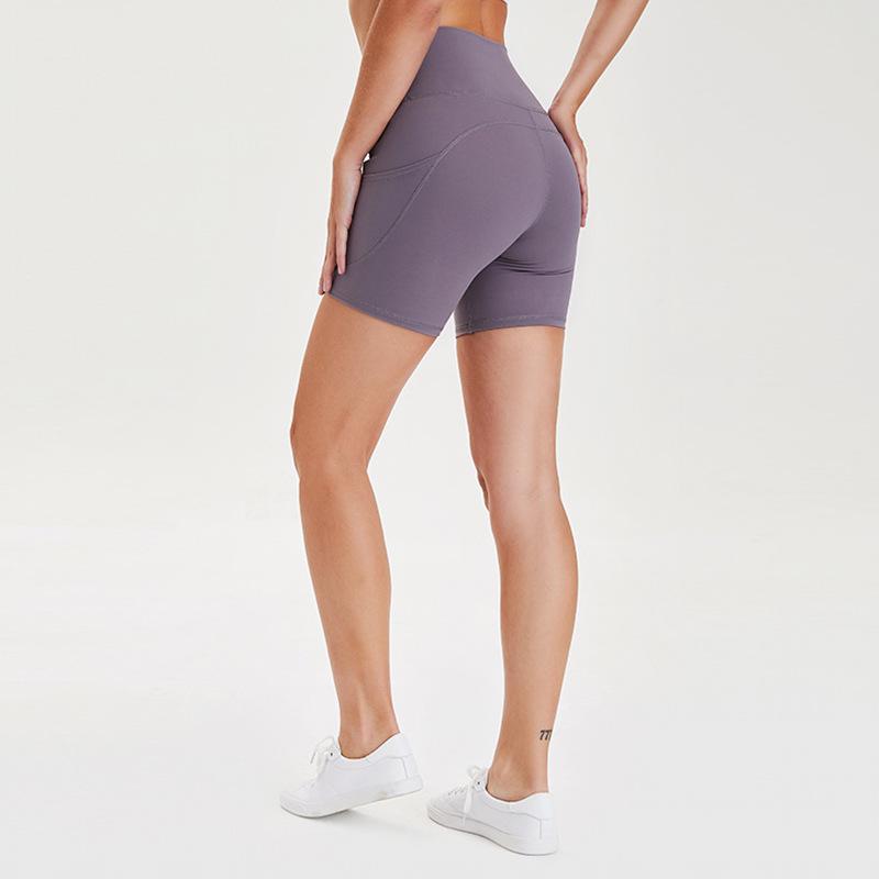 2025 High Waist Yoga Shorts with Side Pocket - Nude Feel, Ideal for Summer Fitness