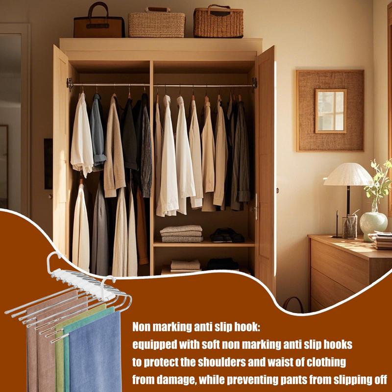 Pants Hanger For Closet Space Saving Stainless Steel Pants Hanger Multi-Purpose Wardrobe Dressing Room Organizer For Ties