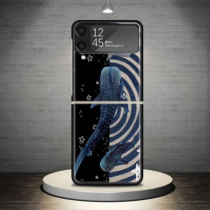 Ocean Whale Shark Phone Case For Samsung Galaxy Z Flip 7 6 5 4 3 5G Shockproof Cover Z Flip7 Flip6 ZFlip5 Flip3 Flip4 Luxury She