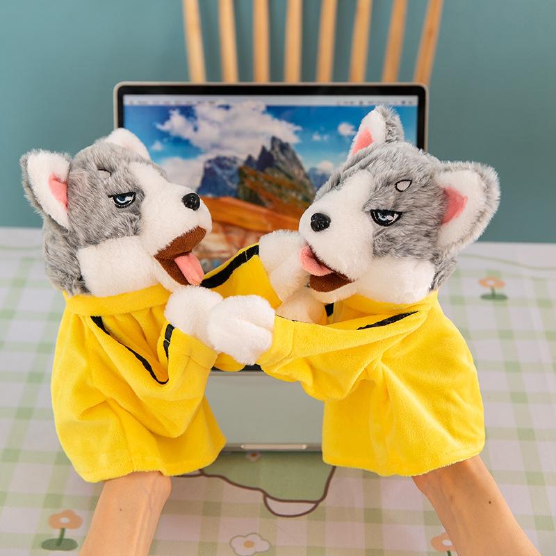 Bai Fen Bai Dolls And Toys Creative Husky Boxing Dog Interactive Hand Puppet Plush Toy Glove Puppet Sound Puppet Ragdoll