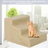 3 Steps Pet Dog Cat Stairs Ramp Ladder with Removable Cover for High Bed(Beige)