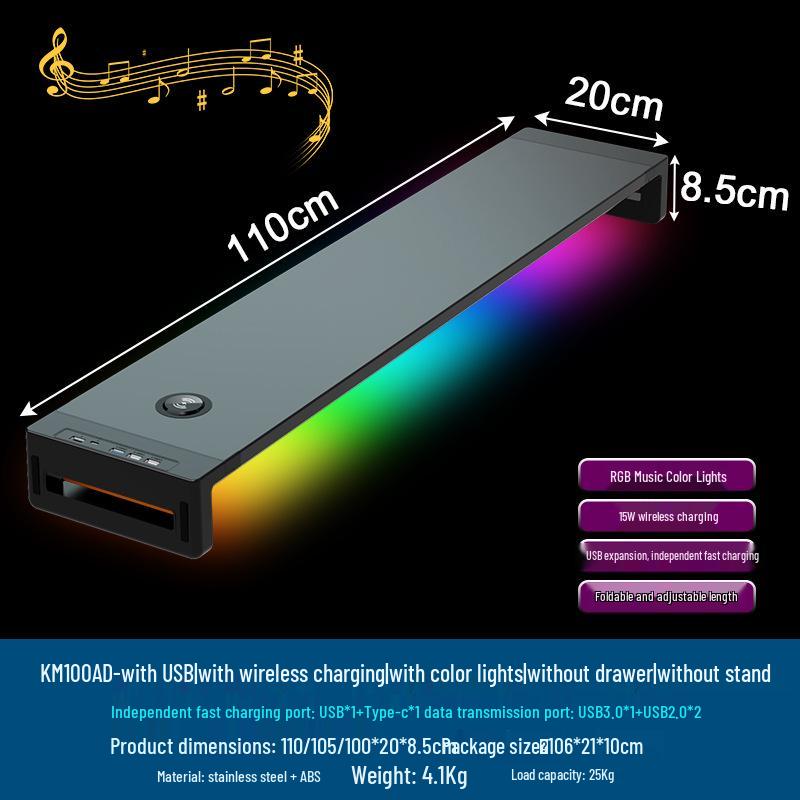 Multifunctional Monitor Riser with USB Ports and LED Lighting