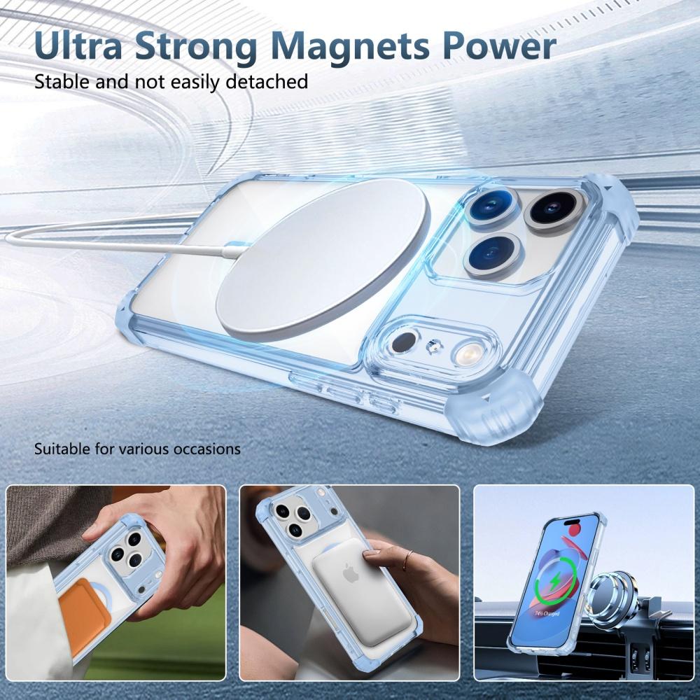 Transparent Shockproof Magnetic Case For iPhone 11 12 13 14 15 16 17 Pro Max Air Plus For Magsafe Magnetic Acrylic Hard Cover