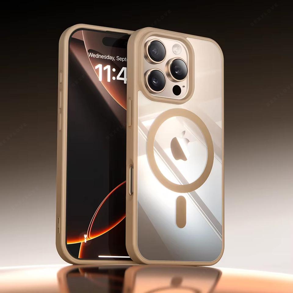 Magnetic Clear Phone Case for iPhone 16E 14 15 16 Plus 11 12 13 Pro Max X XR XS MAX 12 13 Mini Magsafe Charging Shockproof Cover