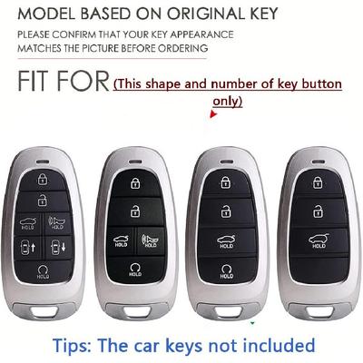 SANRILY PU Leather 4/5/7/8 Button Key Fob Cover Fit for Hyundai Tucson 2024 Palisade Sonata 2023 2022 Santa Fe Keyless with Leather Keychain