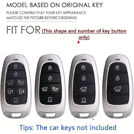 SANRILY PU Leather 4/5/7/8 Button Key Fob Cover Fit for Hyundai Tucson 2024 Palisade Sonata 2023 2022 Santa fe Keyless with Leather Keychain