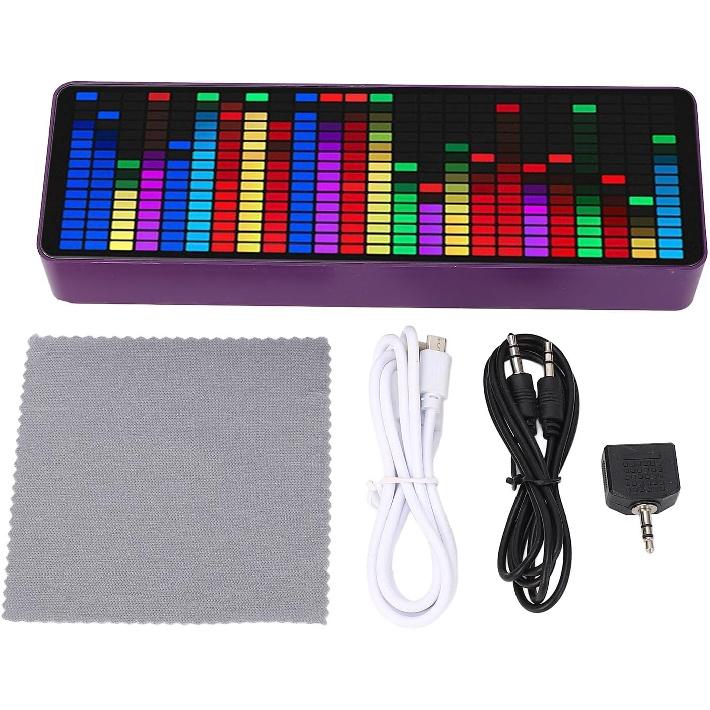 Acouto Analizator Widma Muzycznego 384 LED 624 Segmenty Światło Rytmiczne Czujnik Dźwięku Ce z Zegarem - 20 Mikrofonów 7 Kolorów LED Miernik Dźwięku dla Miłośników Muzyki