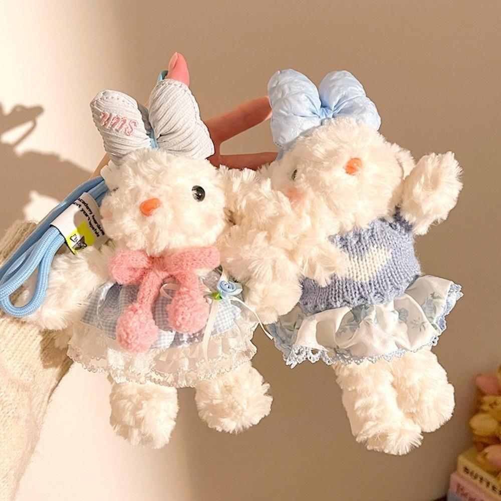 Hanging Doll Keychain Cute Plush Rabbit Key Ring Stylish Car Key Chain  Bag Accessory