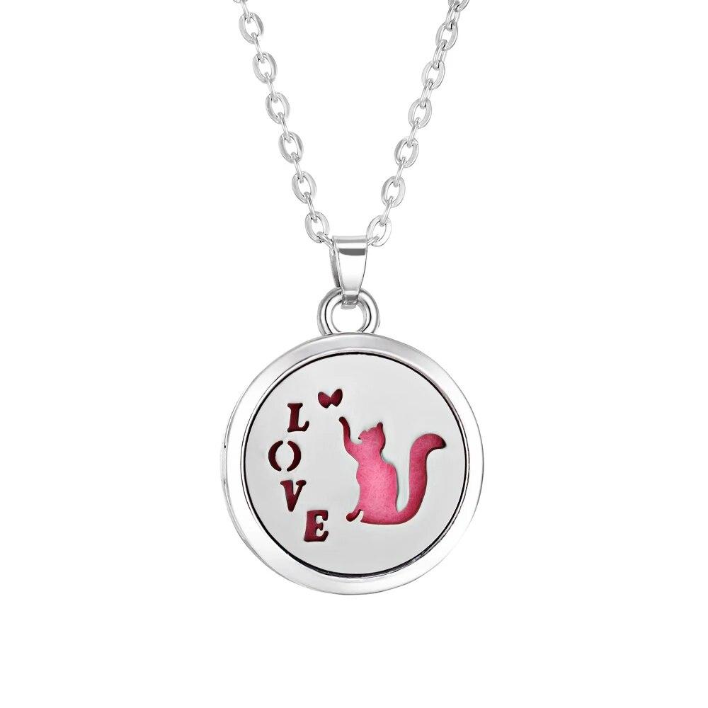 Stainless Steel Fashion Tree of Life Aromatherapy Necklace Essential Oil Diffuser Perfume Locket Pendant Women Jewelry Gift