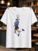 Diego Footballer Illustrated Blue Kit Jumping Pose Holding A Ball Clean Vintage Sports Icon Graphic Unisex All Tshirt