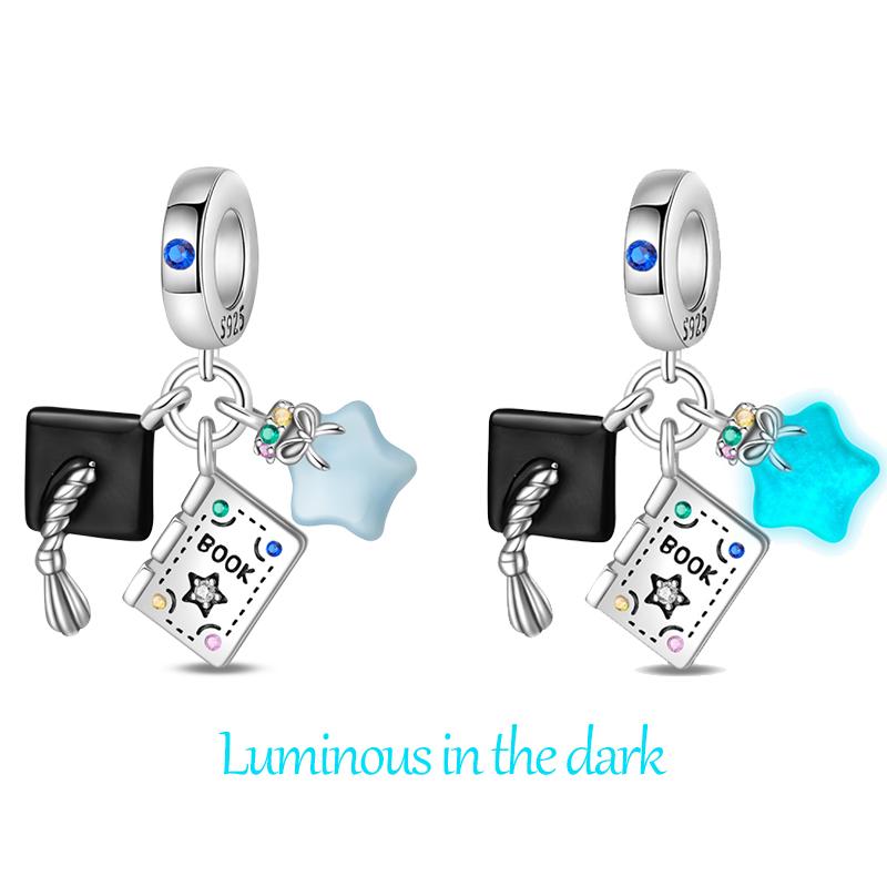 Copper Color Graduation Certificate Bachelor'S Hat Graduation Series Charms Beads Fit Pan Original Bracelets Diy Jewelry