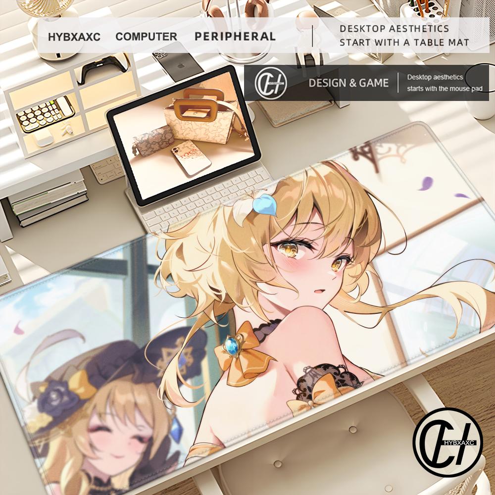 Genshin Clorinde Navia Mouse Pad Genshin Impact Large XXL Mousepad Computer Keyboard Padding Anime Gaming Accessories Desk Mat