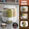 Food Grain Storage Container Large Capacity 6.5L 6 Grid Rotatable Rice Dispenser Sealed Grain Food