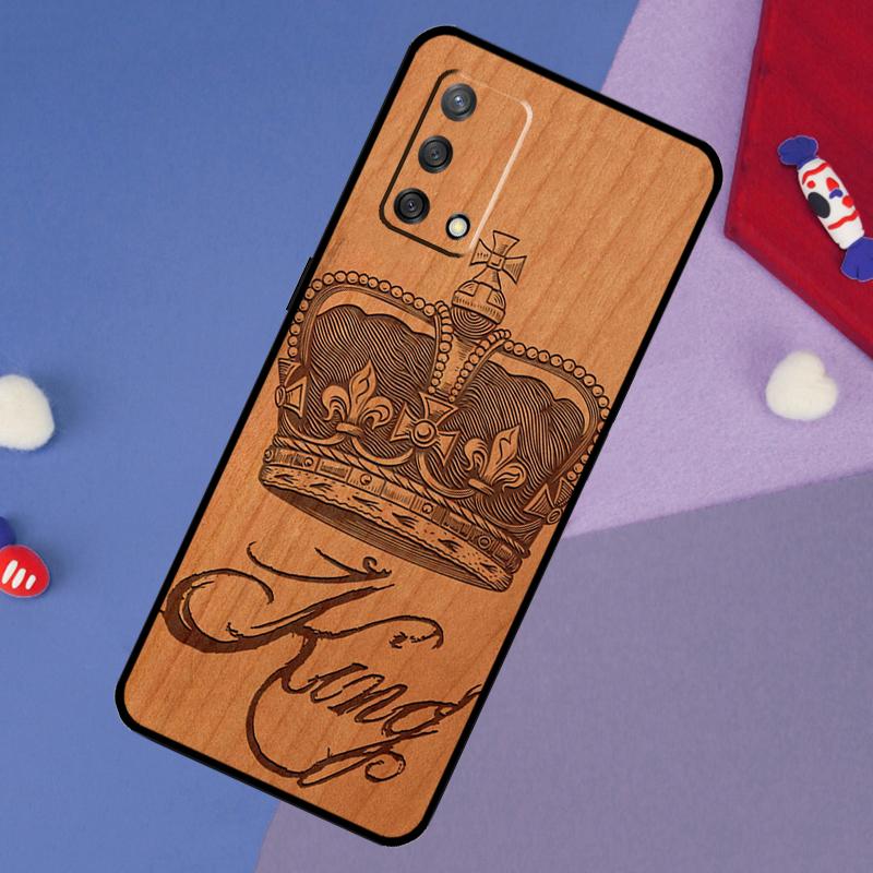 King Queen Crown Case For Oppo A78 A18 A38 A74 A94 A54 A58 A98 A80 A60 A40 A96 A76 A16 A15 A17 A57 A5 A6 Pro