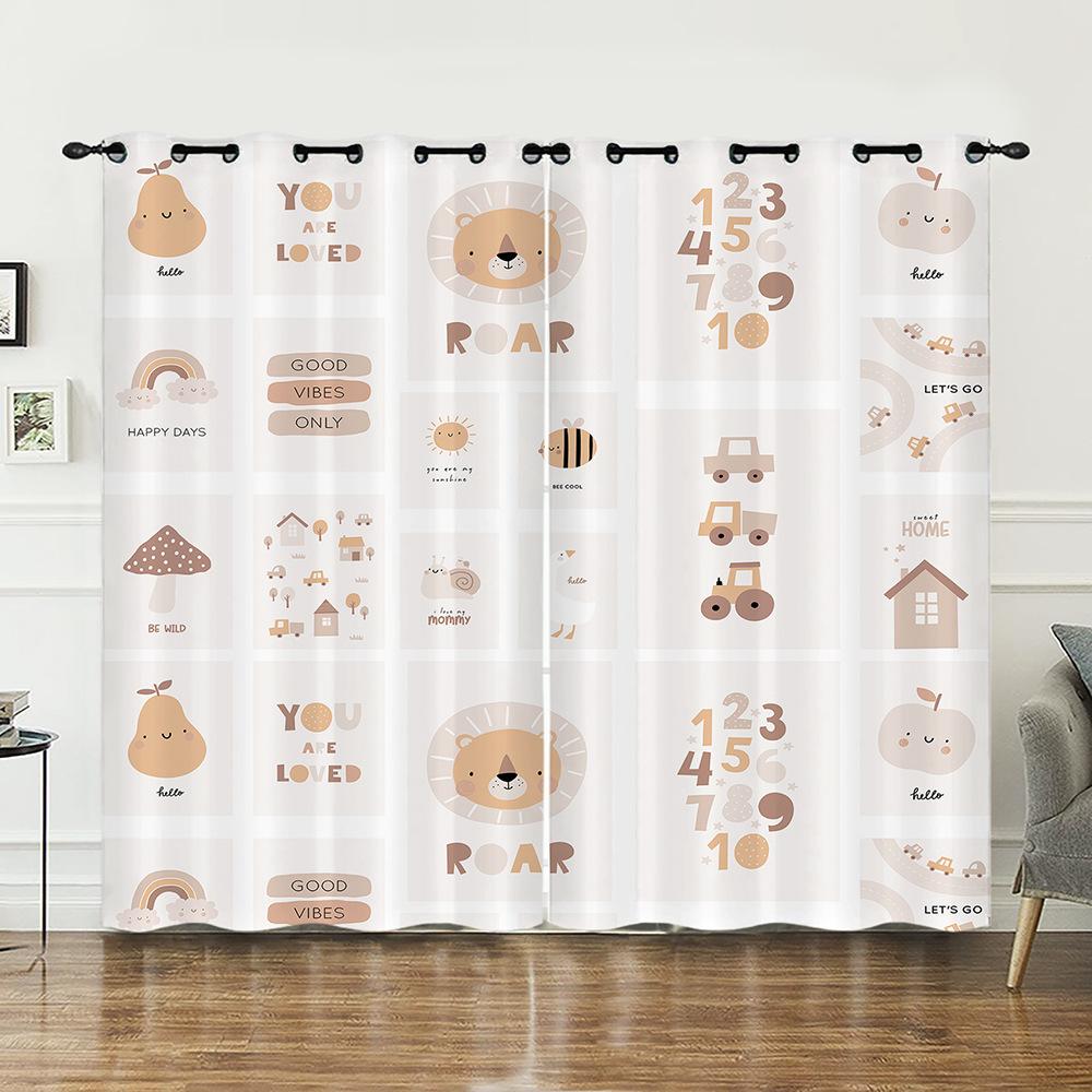 Curtain Cute Illustration Curtain Digital Printing Blackout Curtain No Punching