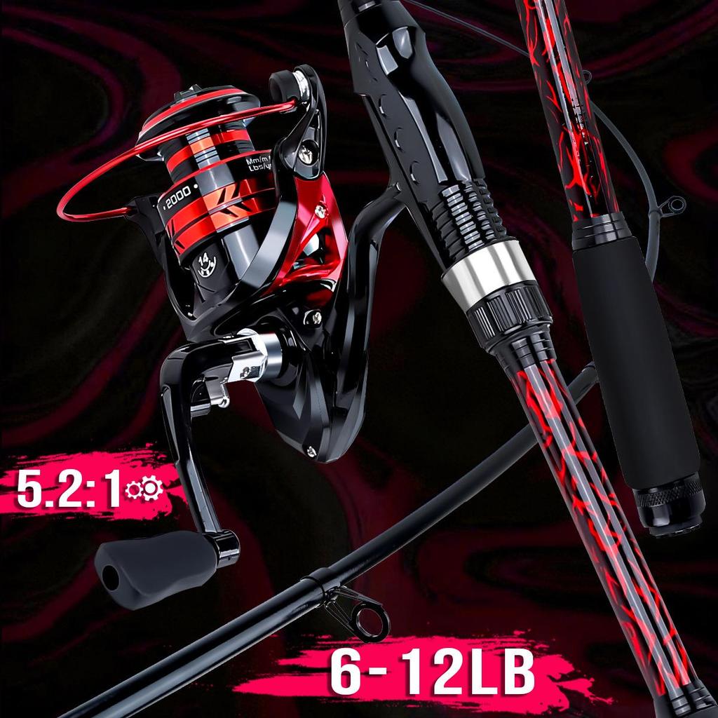 New 1.8m Telescopic Fiberglass Fishing Rod with Reel and Line - Straight Handle Lure Short Sea Rod