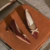 Burgundy Wedding Shoes Fashion High Heels Xiuhe Clothing Pointed Thin Heel New Red Chinese Women's Single Shoes