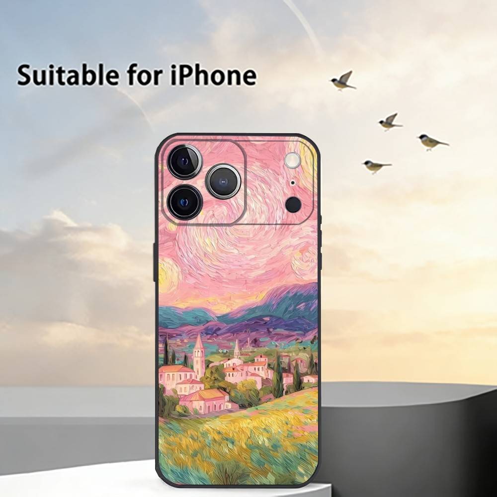 E-esthetic Art Print Phone Case For iPhone 17, 16,15,14,13,12,11 Plus,Pro Max, Others Soft Black Cover