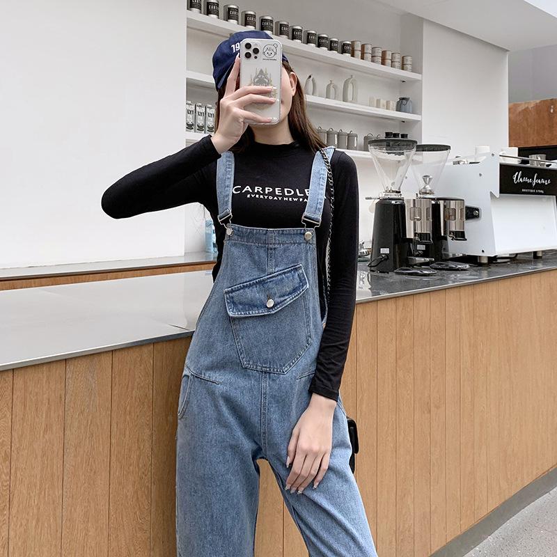 Stylish High-Waist Denim Suspenders: Versatile, Slim-Fit Jumpsuit for Women