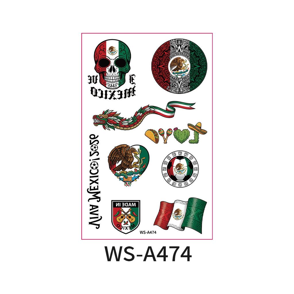 World Cup Argentina Belgium Fans Flag Face Sticker Waterproof Competition Game Tattoo Sticker