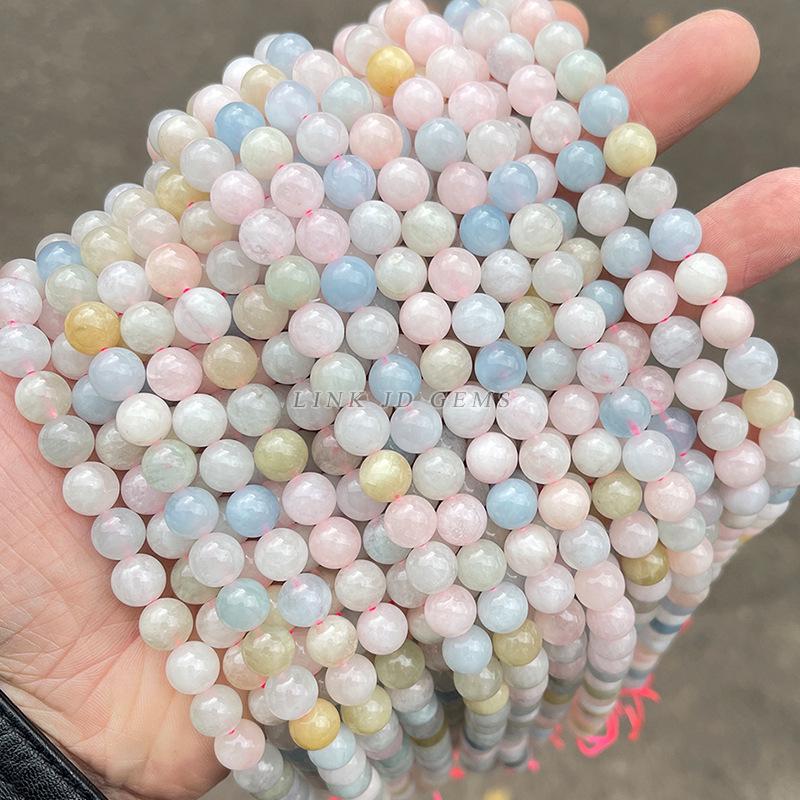 Jingde Transparent Morganite Round Beads - Candy Color Crystal DIY Jewelry Accessories