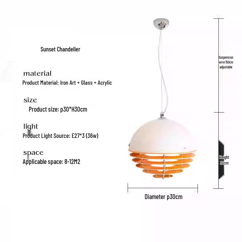 Retro Sunset Orange Pendant Light for Warm Bedrooms, Dining Rooms, and Tea Shops