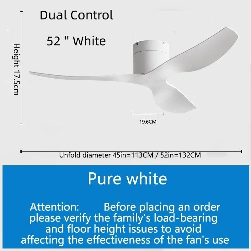 45/52" 35W Nordic Ceiling Fan 6 Wind Speeds Adjustable Home Restaurant Ceiling Fan DC Motor Low Noise Electric Fan