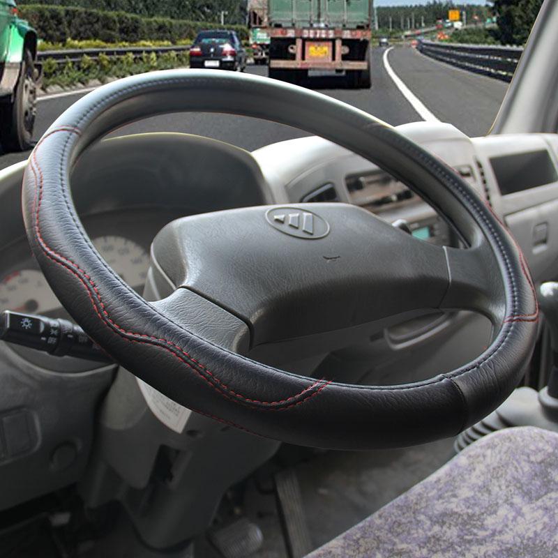 Large Size Pu Leather Car Steering Wheel Cover Plus Wheel Hubs for Different Cars 36 38 40 42 45 47 50cm for Scania Trunk Bus