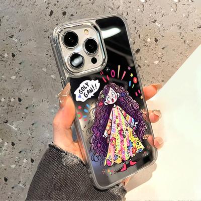 Handyhüllen für iPhone 11 13 XR 15 Pro Max 12 14 Pro Max Hülle iPhone 16 XS Max Spiegel Schutzhülle Mirror Exquisite Cartoon Wasserdicht