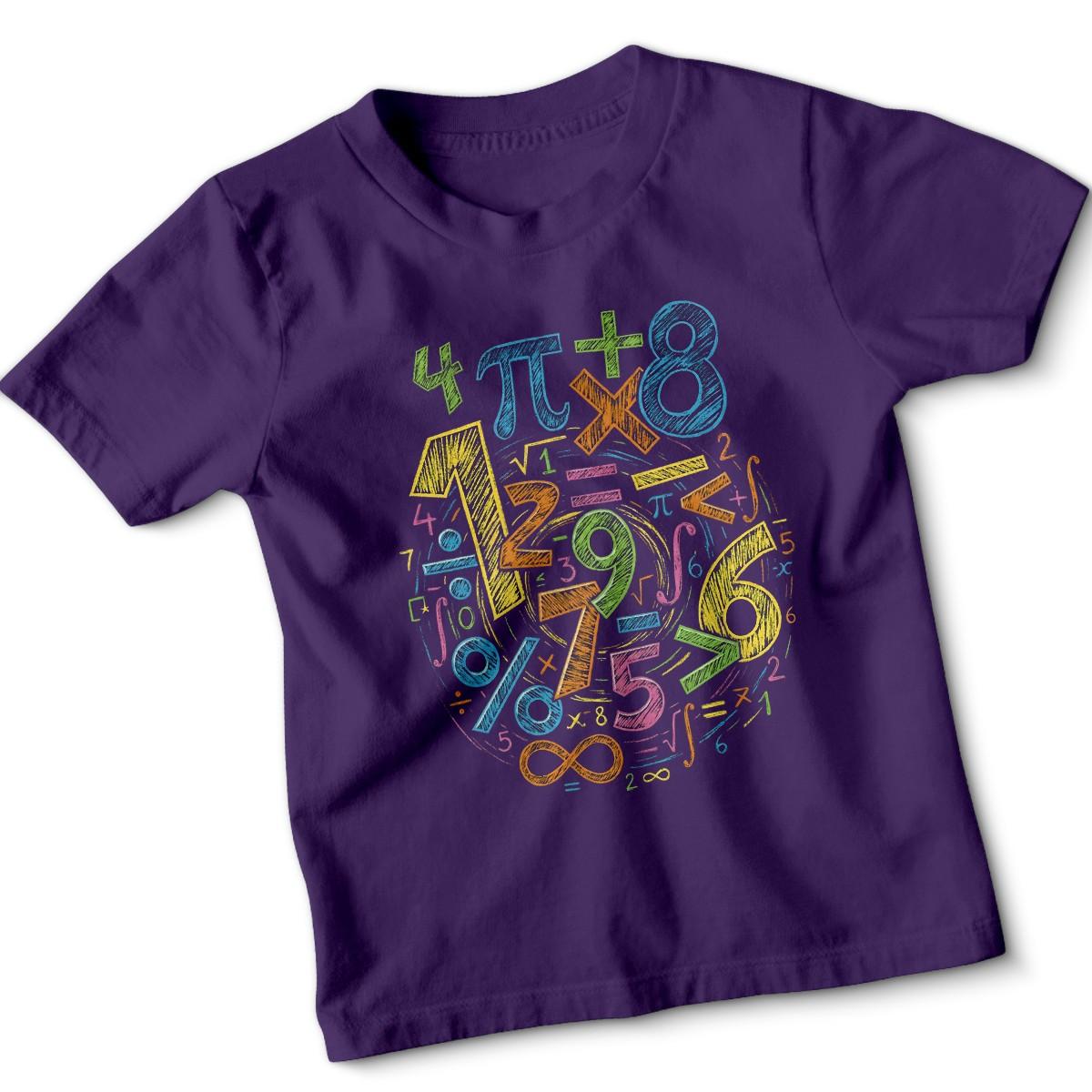 Colorful Numbers Math Education Kids T-Shirt Cool Graphic Tee 150