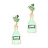 European and American Cross-border Jewelry Fashion Creative Women's Earrings Personalized Design Geometric Drip Oil Inlaid Pearl Wine Bottle Earrings