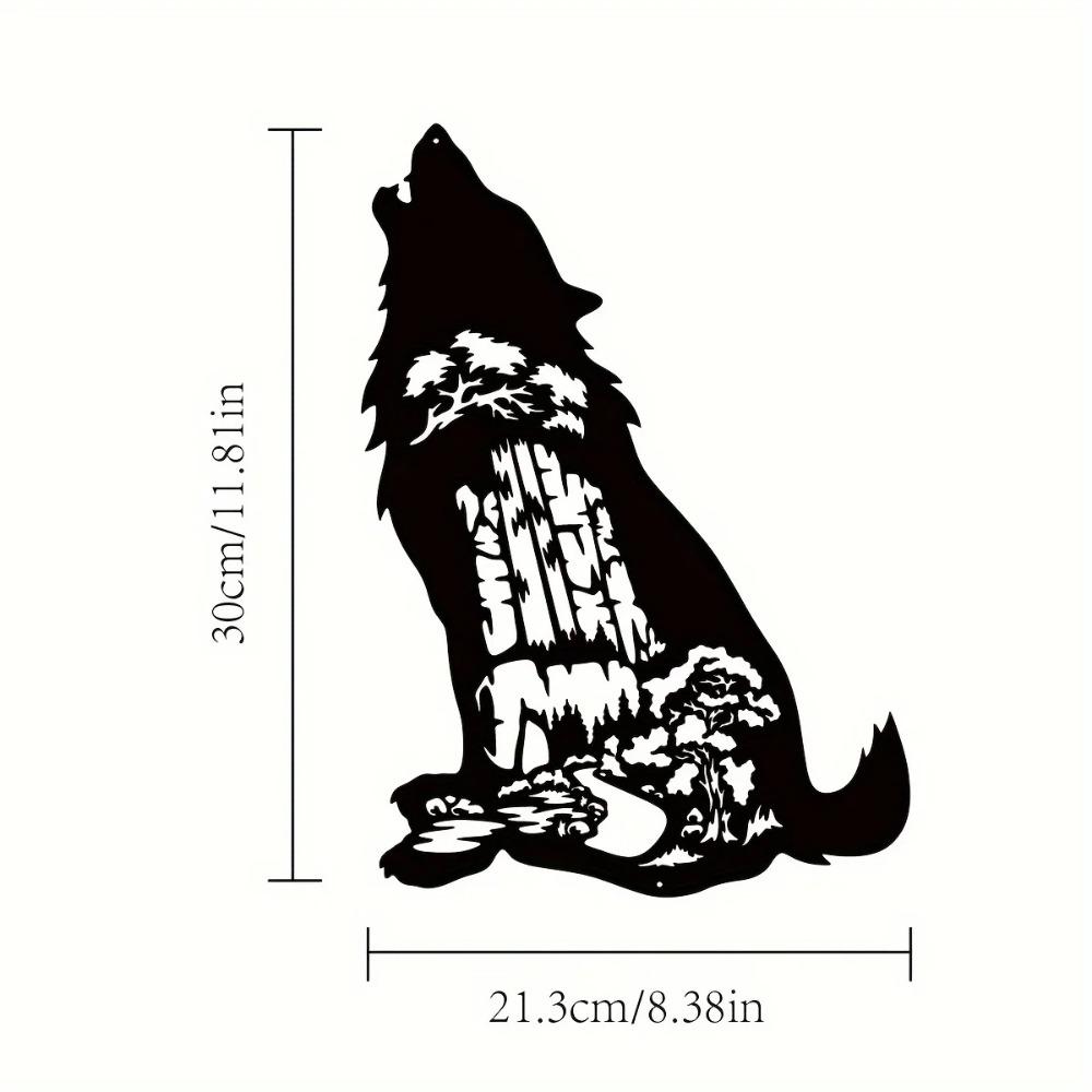 1pc Wolf Monogram Metal Sign Forest & Wolf Wall Decor Unique Wolf Hobby Wall Hanging Stylish Metal Art Perfect Gift for Him