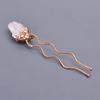 Natürlicher Rosenquarz Roh Handgefertigter Schmuck Haarnadel 3,7 Zoll / Galvanisiertes Kupfer Goldgefüllt Haarnadel Weihnachtsverkauf Für Mutter Ehefrau