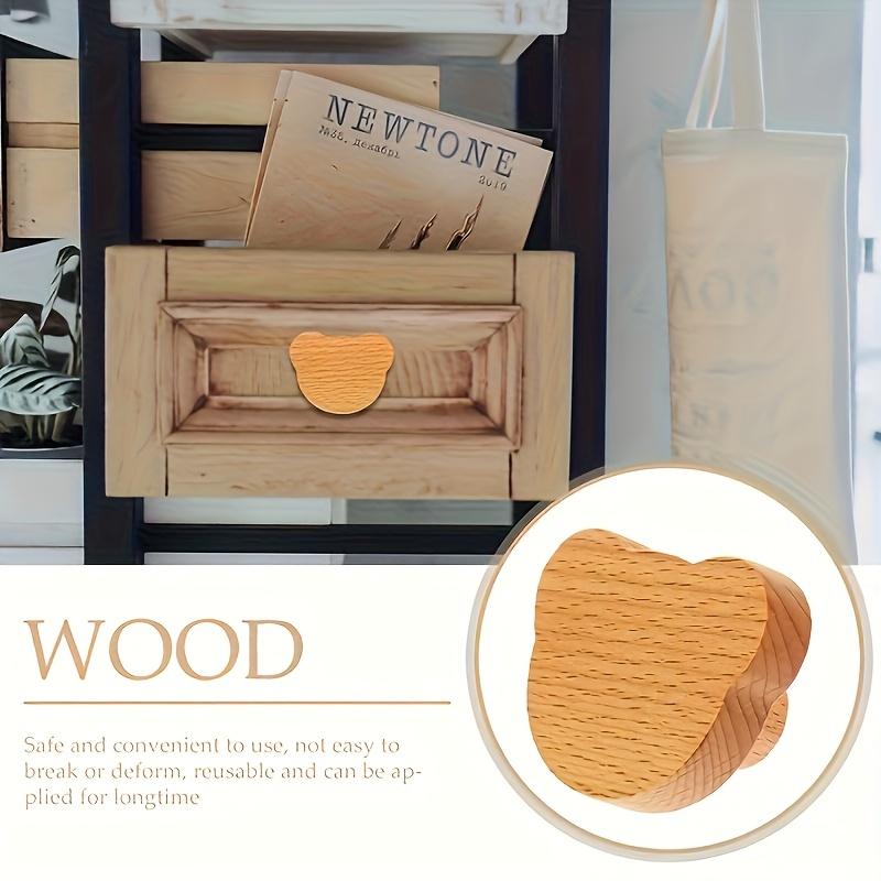 WTEMPO Teddy Bear Head/Heart Shaped Wooden Cabinet Handles Beech Drawer Handles DIY Wardrobe/Door Handle with Screws Furniture Hardware Accessories