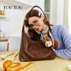 Toutou Leather Shoulder Bag, Crossbody Bag, Tote Bag, Travel Bag, Small Size, Brown