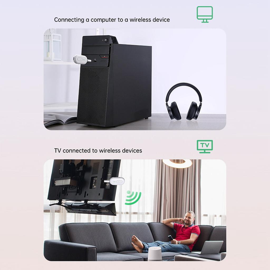Headset Bluetooth Adapter, TV PC Headset Bluetooth Transmitter, Home Stereo/Speaker Music Receiver, Car/Marine/Gym AUX Jack Wireless Audio Adapter