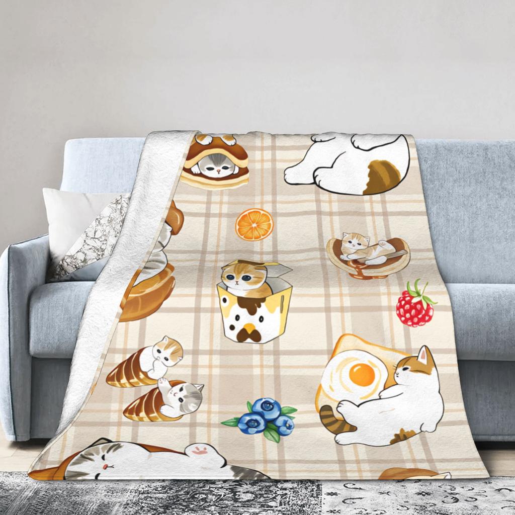 Mofusand Flannel Blankets Autumn Warm Soft Throw Blanket for Children Outdoor Print Bedspread Sofa Bed Cover