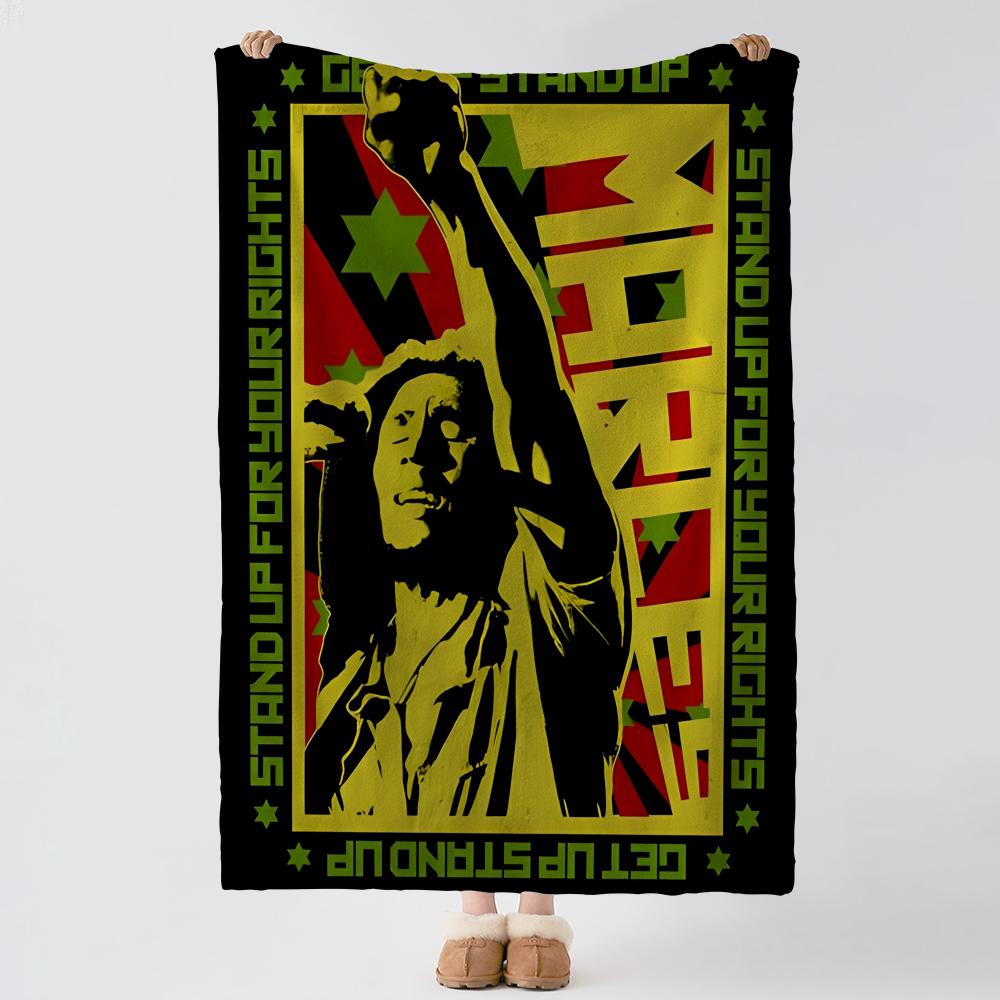 Music B-Bob Marley-y Throw Thick Comfort Flannel Quilt, Multi-scene Use Indoor Outdoor Daily Nap