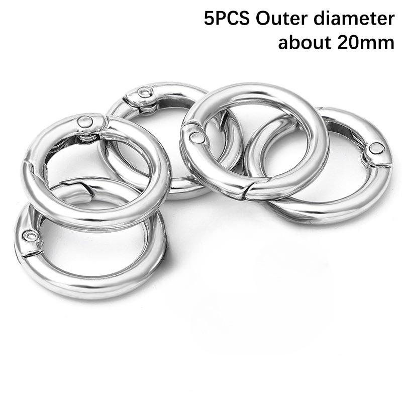 5Pcs Alloy Spring Openable Keyring Round Spring Snap Hooks Carabiner Keychain Snap Ring Carabiner Diy Keychain Making Supplies