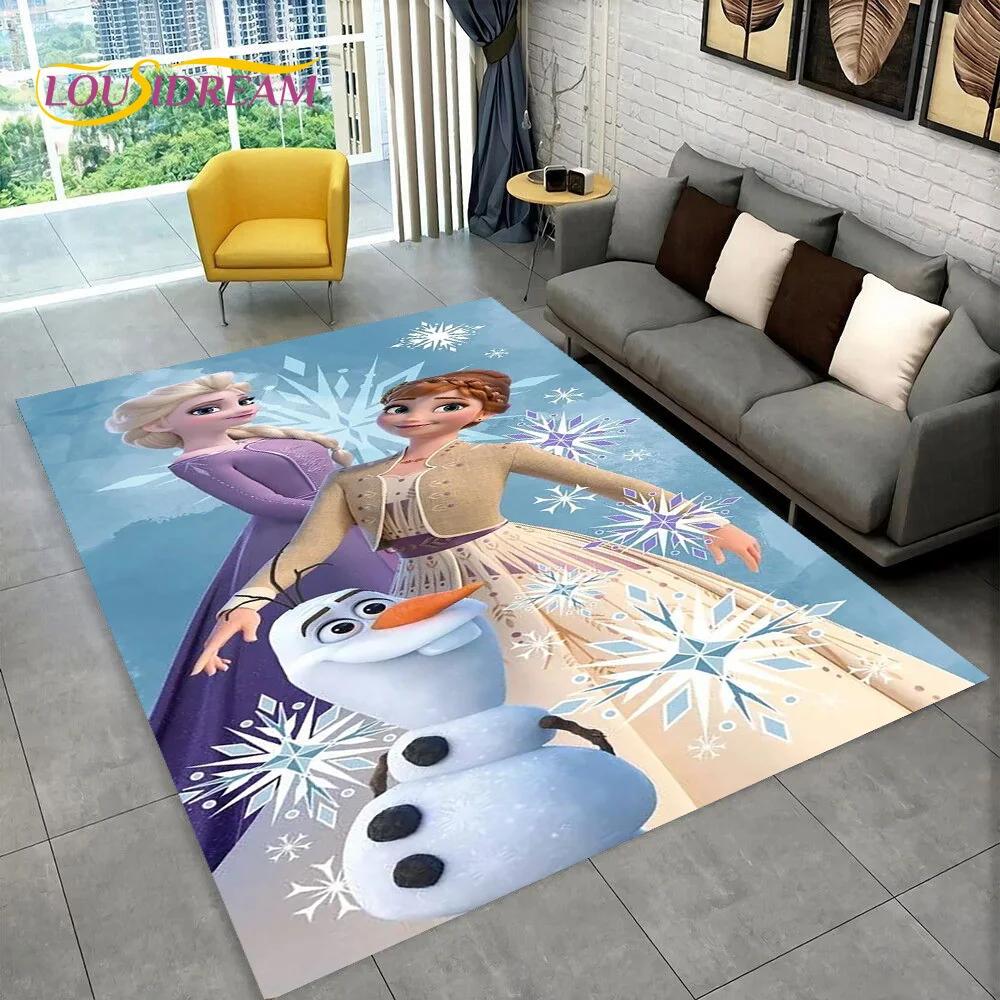 Frozen Elsa Princess Snow Queen Cartoon Carpet Rug for Home Living Room Bedroom Sofa Doormat Decor,Kid Non-slip Floor Mat