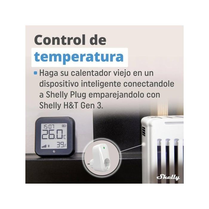 Capteur de température et d'humidité - SHELLY - H&amp;T Gen3 - Noir - Wi-Fi - Double alimentation