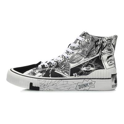 Li Ning Badfive Comfortabele Antislip Slijtvaste Hoge Skateschoenen Heren Wit Zwart AGCQ607-1