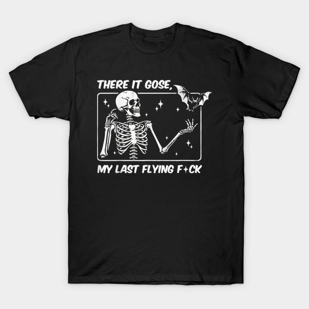 Men Black Print T-shirt There It Goes My Last Flying- Halloween Skeleton No-Cut Transfer Paper Print Cotton Tshirt 4XL чёрный