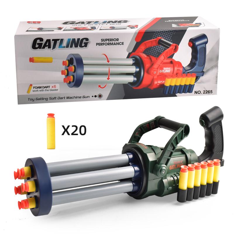 

ZH2265 EVA Foam Dart Blaster 6-Dart Rotating Drum Shooting Toy Gatling Disrupter Blaster for Children Type A