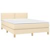 Exclusive House - Bed Slatted Base with LED Mattress Cream 140x200 Cm Fabric