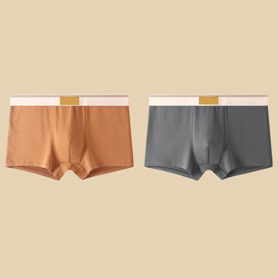 Men Boxer Underwear Mid-rise Wide Elastic Waistband Patchwork Color U-Convex Shorts Briefs Breathable Panties