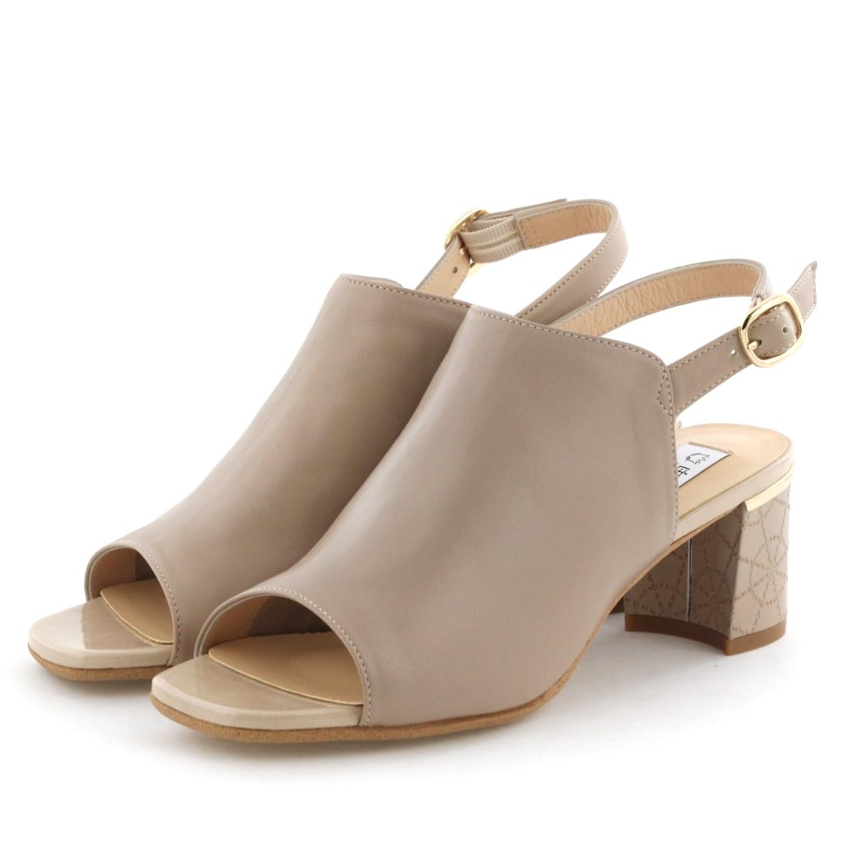 

Himiko Chunky Heel Covered Sandals/643203 Beige 220